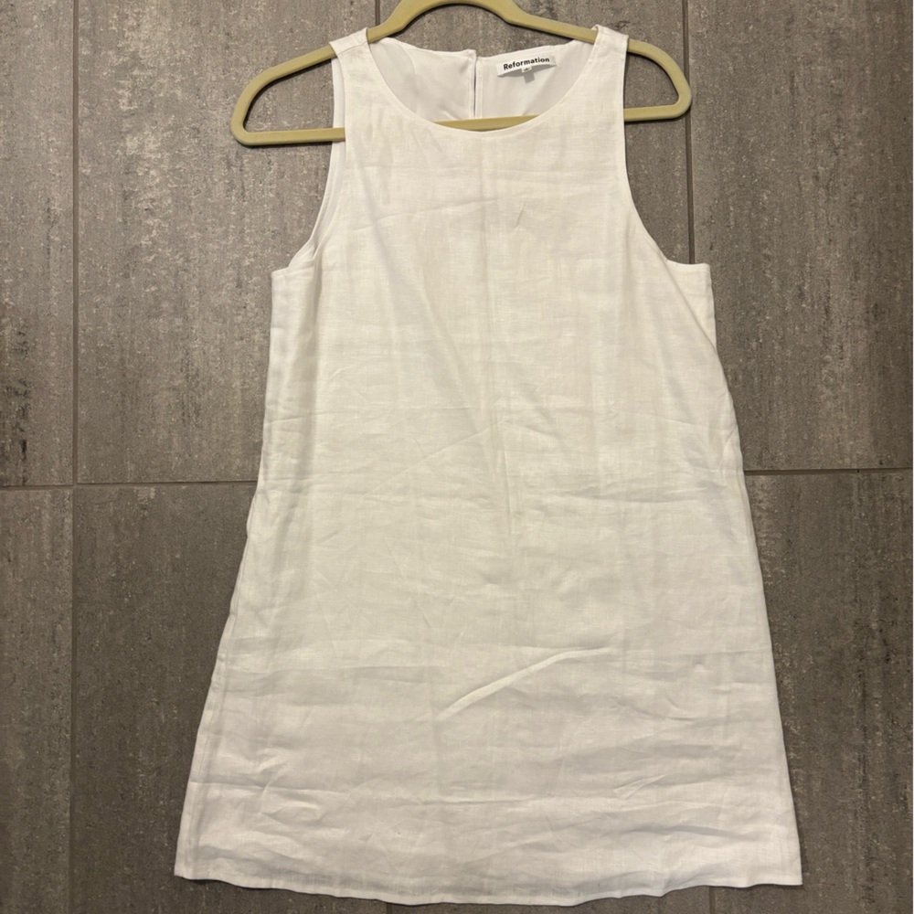 Reformation Jessi linen dress in white